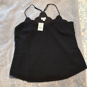 NWT Women’s J. Crew Elegant Black Scalloped Camisole Size 6